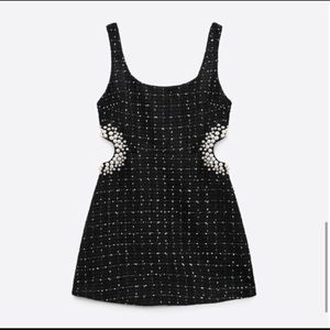 Zara Pearl detail black mini dress